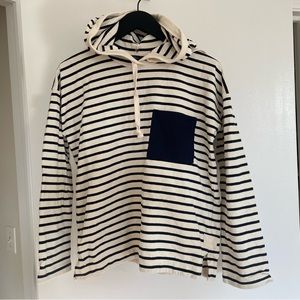 J Crew Nautical Style Hooded Sweater Navy and White size small